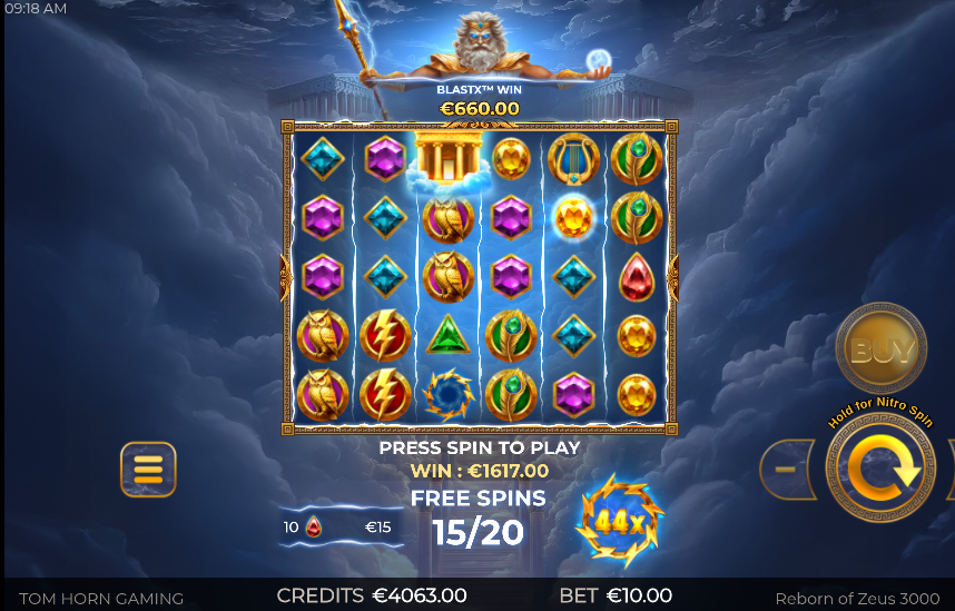 Reborn of Zeus 3000 Free Spins Round